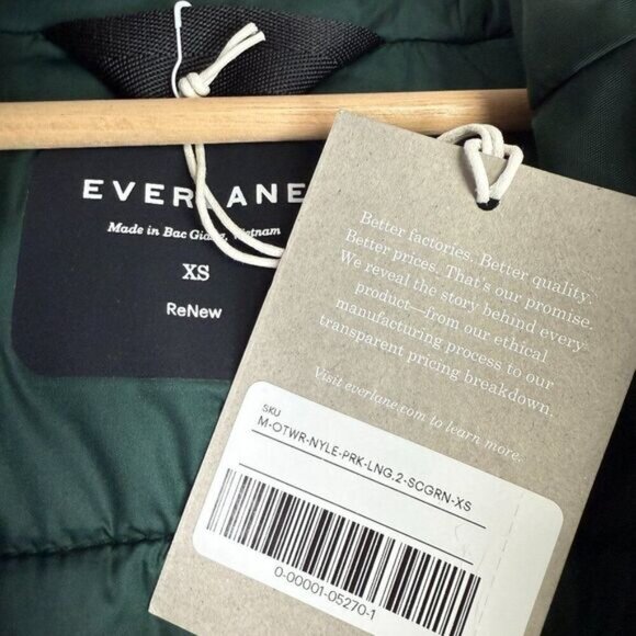 Everlane Men The ReNew Long Relaxed Fit Hooded Parka Scarab Green XS - Picture 10 of 11